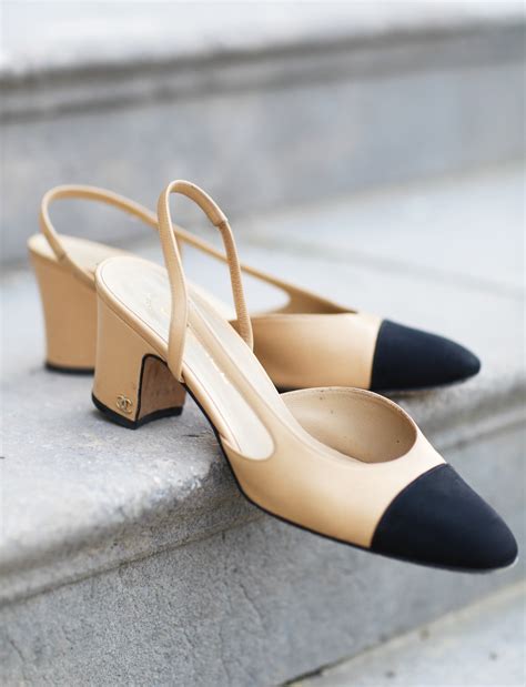 chanel dark beige slingbacks|Chanel black aa slingback heel.